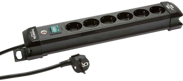 Steckdosenleiste (innen), weiß, Premium mit beleuchtetem Schalter, 8x Schuko (Steckdose)